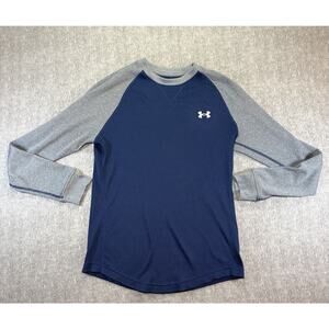 Under Armour Men’s Knit Long Sleeve Shirt-Small/Blue And Grey/Pull Over/Loose
